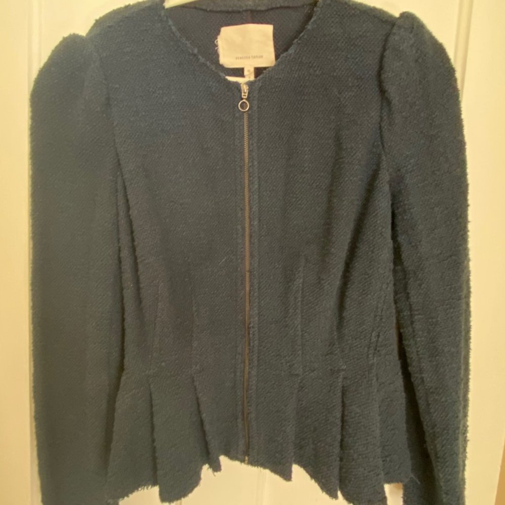Gorgeous Rebecca Taylor navy blue women's boucle jacket size 10
